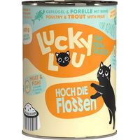 Produktbild von Lucky Lou Lifestage Adult Katzenfutter Geflügel und Forelle getreidefrei ohne Zucker 24x400g