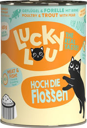Produktbild von Lucky Lou Lifestage Adult Katzenfutter Geflügel und Forelle getreidefrei ohne Zucker 6x400g