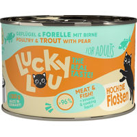 Produktbild von Lucky Lou Lifestage Adult Katzenfutter Geflügel und Forelle getreidefrei und ohne Zucker 6x200g