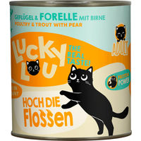 Produktbild von Lucky Lou Lifestage Adult Katzenfutter Geflügel und Forelle Stückchen in Sauce getreidefrei und glutenfrei 6 x 800 g - 6 x 800 g