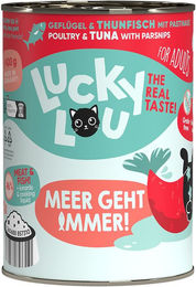 Produktbild von Lucky Lou Lifestage Adult Katzenfutter Geflügel und Thunfisch getreidefrei mit hohem Fleischanteil 6x400g - 6 x 400 g