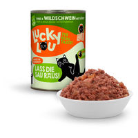 Produktbild von Lucky Lou Lifestage Adult Katzenfutter Rind und Wildschwein getreidefrei ohne Zucker 24x400g