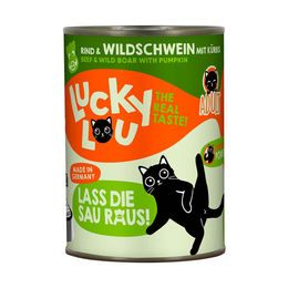 Lucky Lou Lifestage Adult Katzenfutter Rind und Wildschwein getreidefrei ohne Zucker 6x400g – Bild 1 von 2