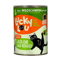 Produktbild von Lucky Lou Lifestage Adult Katzenfutter Rind und Wildschwein getreidefrei ohne Zucker 6x400g