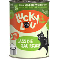 Produktbild von Lucky Lou Lifestage Adult Katzenfutter Rind und Wildschwein getreidefrei und ohne Zucker 6x400g