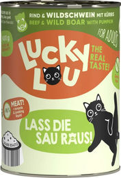 Lucky Lou Lifestage Adult Katzenfutter Rind und Wildschwein Stückchen in Sauce getreidefrei und glutenfrei 400 g - 24 x 400 g – Bild 1 von 8