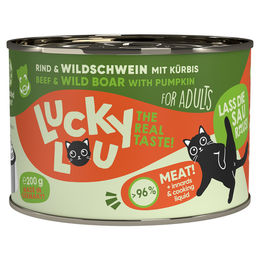 Lucky Lou Lifestage Adult Katzenfutter Rind & Wildschwein Stückchen in Sauce getreidefrei glutenfrei 6 x 200 g - 6 x 200 g – Bild 1 von 9