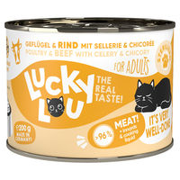 Produktbild von Lucky Lou Lifestage Adult Sterilized Katzenfutter Geflügel & Rind Stückchen in Sauce 200 g - 24 x 200 g