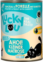 Produktbild von Lucky Lou Lifestage Kitten Nassfutter Geflügel und Forelle getreidefrei ohne Zucker 6x400g