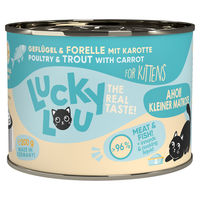 Produktbild von Lucky Lou Lifestage Kitten Nassfutter Geflügel und Forelle Stückchen in Soße getreidefrei 200 g - 6 x 200 g