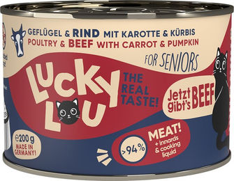 Produktbild von Lucky Lou Lifestage Senior Hundefutter Geflügel & Rind getreidefrei ohne Zucker 24x200g