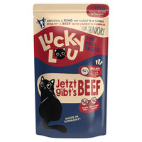 Produktbild von Lucky Lou Lifestage Senior Katzenfutter Geflügel & Rind Stückchen in Sauce 16x125g getreidefrei - 16 x 125 g