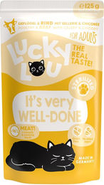 Produktbild von Lucky Lou Lifestage Sterilized Katzenfutter Geflügel und Rind 16x125g