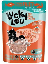 Lucky Lou Nassfutter Katze Adult Extra Food Thunfisch und Lachs in Brühe getreidefrei ohne Zucker 12x70 g - 12 x 70 g – Bild 1 von 2