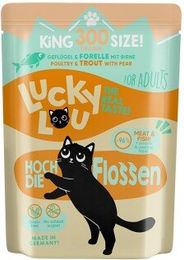 Produktbild von Lucky Lou Nassfutter Katze Adult Geflügel und Forelle Stückchen in Sauce zur Gewichtskontrolle 12x300 g - 12 x 300 g