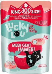 Lucky Lou Nassfutter Katze Adult Thunfisch und Geflügel Stückchen in Sauce zur Gewichtskontrolle 12x300 g - 12 x 300 g – Bild 1 von 3