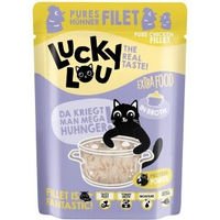 Produktbild von Lucky Lou Nassfutter Katze Extra Food Adult Huhn in Brühe getreidefrei und ohne Zucker 12x70 g - 12 x 70 g