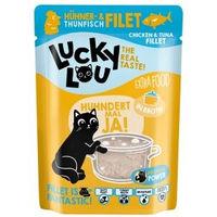 Produktbild von Lucky Lou Nassfutter Katze Extra Food Adult Thunfisch und Huhn in Brühe getreidefrei und ohne Zucker 12x70 g - 12 x 70 g