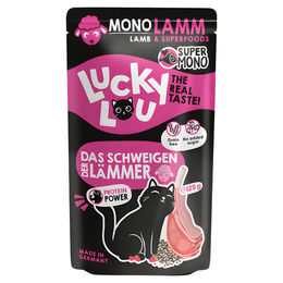 Produktbild von Lucky Lou SuperMono Katzenfutter Lamm Stückchen in Sauce Monoprotein 125 g