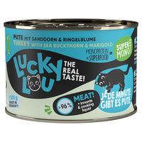 Produktbild von Lucky Lou SuperMono Pute Katzen Nassfutter Adult Getreidefrei und Glutenfrei 200 g - 6 x 200 g