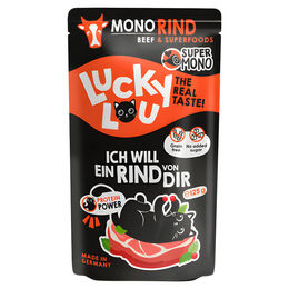 Lucky Lou SuperMono Rind Katzenfutter Monoprotein Sensitive 16x125g – Bild 1 von 2