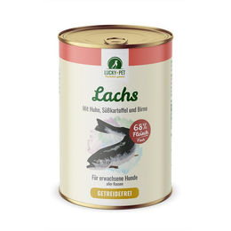 Produktbild von Lucky-Pet Hundefutter Lachs mit Huhn, Süßkartoffel & Birne Stückchen in Sauce getreidefrei 800 g