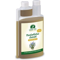 Produktbild von Lucky-Pet Leinöl als Einzelfuttermittel für Hunde, Katzen und Pferde zur Unterstützung von Haut, Fell und Immunsystem, vegan, 250 ml