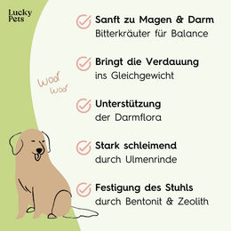 Lucky-Pet Magenpulver zur Unterstützung der Magen-Darm-Verdauung für Hunde mit Ulmenrinde – Bild 1 von 2