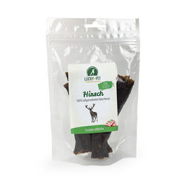 Produktbild von Lucky-Pet Natur Hirsch Fleisch-Streifen Trockenfleisch getreidefrei und hypoallergen 100 g