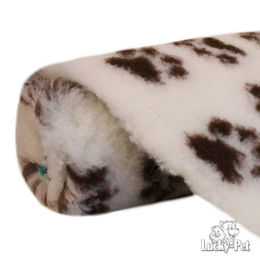 Produktbild von Lucky-Pet Supervlies Hundedecke aus Fleece beige mit Pfotenmuster 75 x 50 cm