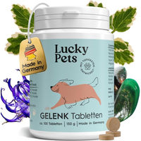 Produktbild von Lucky Pets Gelenktabletten für Hunde mit Grünlippmuschel, Glucosamin, MSM und Teufelskralle für alle Altersstufen