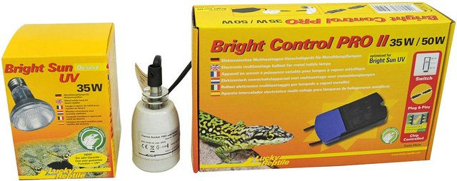 Produktbild von Lucky Reptile Bright Sun UV 35 W UVB-Kompaktlampe Komplettset Desert Schwarz