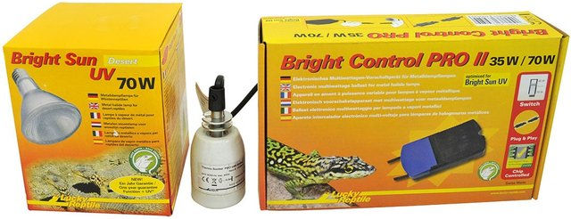 Produktbild von Lucky Reptile Bright Sun UV 70 W UVB-Kompaktlampe Desert Komplettset Schwarz