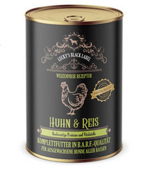Produktbild von Lucky's Black Label Hühnchen an Reis Stückchen in Sauce für Hunde Adult Getreidefrei 400 g