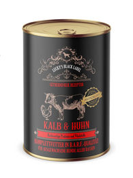 Produktbild von Lucky's Black Label Hundefutter Huhn und Kalb mit Kartoffeln Stückchen in Sauce getreidefrei 400 g