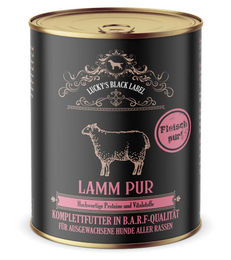 Produktbild von Lucky's Black Label Hundefutter Lamm Pur Stückchen in Sauce getreidefrei und laktosefrei 24 x 800 g