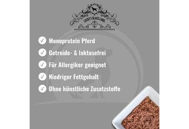 Lucky's Black Label Pferd Pur Hundefutter Nassfutter Stückchen in Sauce Monoprotein Getreidefrei Laktosefrei 800 g – Bild 1 von 5