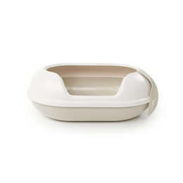 LucyBalu Arena Katzenklo XXL Offene Schalentoilette aus Kunststoff Beige Weiß – Bild 1 von 9