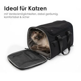 LucyBalu Designer Katzentransporttasche mit Fenster aus Polyester in Anthrazit Größe L – Bild 1 von 5