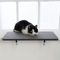 Produktbild von LucyBalu Katzen Fensterbankliege mit Filzauflage und Metallbefestigung Anthrazit 64x32x2cm