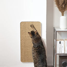 LucyBalu Katzen Kratzbrett für die Wand mit austauschbarer Sisal Kratzmatte und Metallrahmen in Weiß – Bild 1 von 9