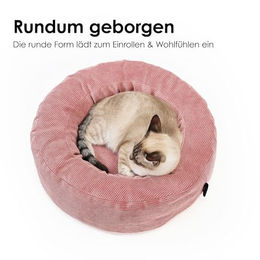 LucyBalu Katzenbett Nest aus Cord in Rosa waschbar – Bild 1 von 4