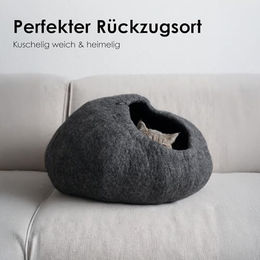 Produktbild von LucyBalu Katzenhöhle aus Filz aus 100% Wolle Mustard 45x45x28 cm