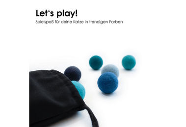 LucyBalu Katzenspielzeug Filzbälle aus Wolle für Katzen und Kätzchen 6 Stück Blau Bunt – Bild 1 von 9