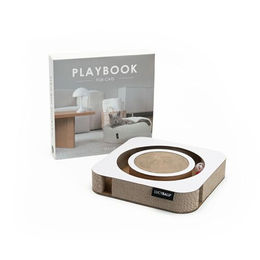 LucyBalu Playbook Katzen Kratzbrett mit Ball aus Kratzpappe Beige Interaktives Intelligenzspielzeug für Katzen – Bild 1 von 4