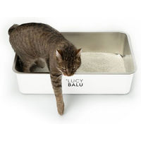Produktbild von LucyBalu STEELOO Katzenklo aus Edelstahl XXL Offene Schalentoilette Weiß