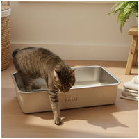 Produktbild von LucyBalu STEELOO Katzentoilette aus Edelstahl XL Silber Offene Schalentoilette