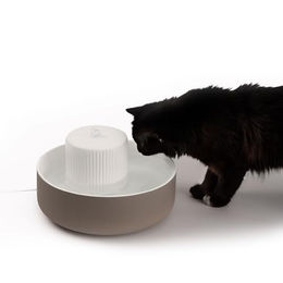 LucyBalu Trevi Katzen Trinkbrunnen aus Keramik in Taupe - 2,8 l – Bild 1 von 9