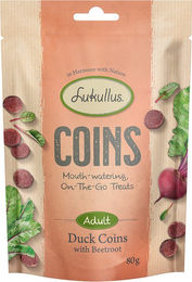 Produktbild von Lukullus Belohnungssnack Ente Coins 80 g