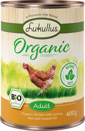 Produktbild von Lukullus Bio Hundefutter Adult Huhn mit Karotte glutenfrei 6 x 400 g - 6 x 400 g